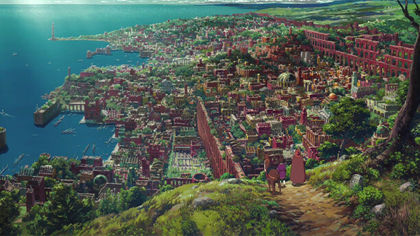 Một cảnh cho thấy tài năng trong chuyên môn kiến trúc của Goro Miyazaki, thuộc bộ phim Tales from Earthsea - tác phẩm đầu tay của ông.